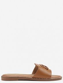 Brązowe klapki w Eleganckim Stylu Zdobione Aplikacją Miralinea bestelle damskie