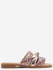 Czerwono-Złote klapki Ażurowe Zdobione Wiązaniem Koritessa marquiiz damskie