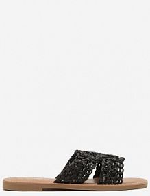 Czarne klapki z Plecioną Cholewką Liswia marquiiz damskie