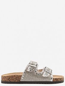 Srebrne klapki Ozdobione Cyrkoniami i Klamrami Avelwia marquiiz damskie