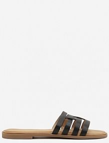 Czarne klapki z Przeplatanymi Paskami Selvisa fashion damskie