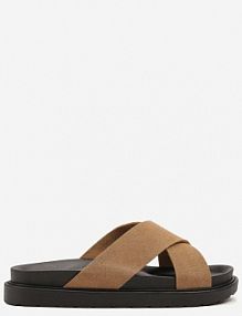 Ciemnobeżowe klapki Ozdobione Dwoma Paskami Liasuntia c'm paris damskie