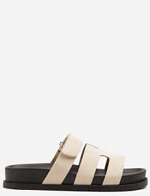 Beżowe klapki z Ekozamszu na Piankowej Podeszwie Zapinane na Rzep Nimiarianna l.day damskie