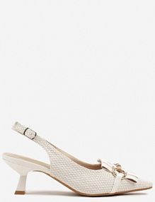 Białe sandały na Kaczuszce Typu Slingback Ozdobione Klamrą Tolirea c'm paris