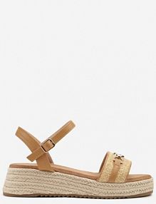 Brązowe sandały Ozdobione Plecionką i Klamrą Lisamaria c'm paris damskie