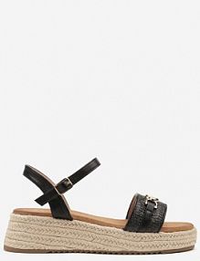 Czarne sandały Ozdobione Plecionką i Klamrą Lisamaria c'm paris damskie