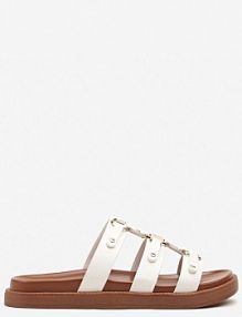 Białe klapki Zdobione Aplikacjami z Metalicznym Połyskiem Lisathea c'm paris damskie