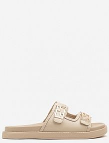 Beżowe klapki Ozdobione Metaliczną Aplikacją Liavianne c'm paris damskie