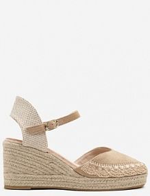 Beżowe sandały Typu Espadryle z Ekozamszu na Koturnie z Plecionki Dalriva cink me