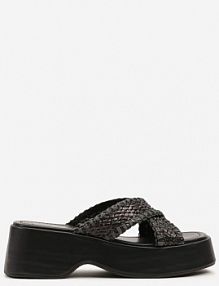 Czarne klapki z Plecionymi Paskami w Kształcie X Cedelli c'm paris damskie