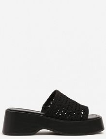 Czarne klapki Ażurowe na Platformie Tenalira c'm paris damskie