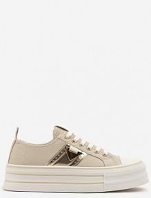 Beżowe trampki na Platformie Ozdobione Metaliczną Aplikacją Telanoreta bestelle damskie
