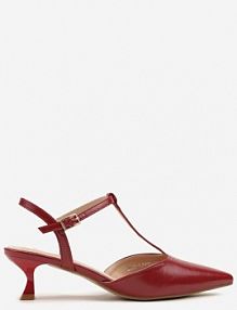 Czerwone czółenka na Obcasie Kaczuszce Ozdobione Paskami Peselle ciaodeo