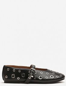 Czarne Balerinki w Metalowe Okręgi ze Sprzączką Lialitte c'm paris