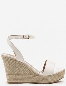 Białe sandały w Stylu Boho na Plecionym Koturnie Tenarea ciaodeo