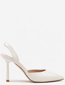 Białe sandały na Szpilce ze Szpiczastym Noskiem i Odkrytą Piętą Deralise ciaodeo