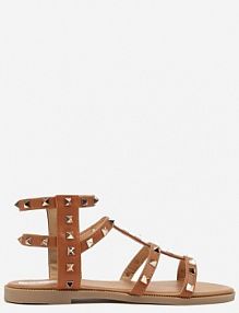 Brązowe sandały w Stylu Gladiatorek ze Zdobieniem z Ćwiekami Tesirea ciaodeo damskie