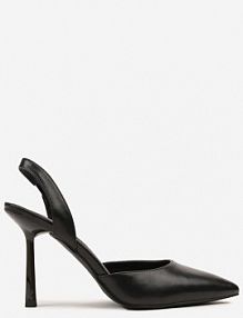 Czarne sandały na Szpilce ze Szpiczastym Noskiem i Odkrytą Piętą Deralise ciaodeo