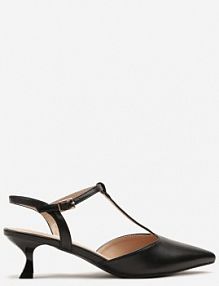 Czarne czółenka na Obcasie Kaczuszce Ozdobione Paskami Peselle ciaodeo