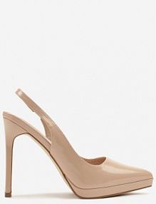 Beżowe sandały na Szpilce Lakierowane Typu Slingback Novalise ciaodeo