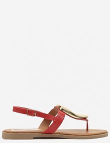 Czerwone sandały z Metaliczną Ozdobą Novielisa ciaodeo damskie