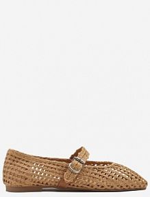 Brązowe Ażurowe Balerinki w Stylu Mary Jane z Plecioną Cholewką Deraelle ciaodeo