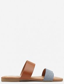 Niebieskie Casualowe klapki na Płaskiej Podeszwie z Dwoma Paskami Denelie ciaodeo damskie