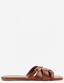 Brązowe klapki ze Splecionymi Paskami i Sprzączkami Deonee ciaodeo damskie