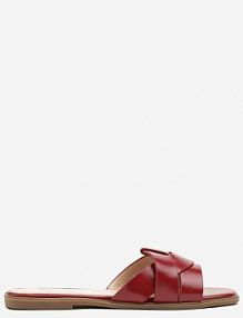 Bordowo-Czerwone klapki na Płaskiej Podeszwie z Ozdobną Cholewką Tenoliea ciaodeo damskie