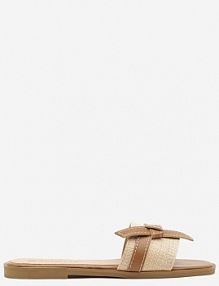 Brązowo-Beżowe klapki Ozdobione Plecionką i Supełkiem Polselia bestelle damskie