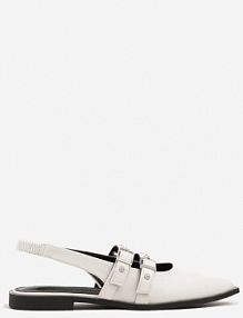 Białe sandały ze Szpiczastym Noskiem i Odkrytą Piętą Zdobione Sprzączkami Dorlevia c'm paris damskie