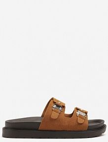 Brązowe klapki Ozdobione Klamrami Islevis c'm paris damskie