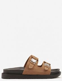 Ciemnobeżowe klapki Ozdobione Klamrami Islevis c'm paris damskie