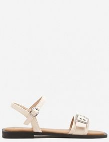 Beżowe sandały z Kwadratowym Noskiem i Zdobieniem z Klamerką Sarllevia c'm paris damskie