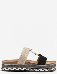 Czarne klapki na Plecionej Podeszwie Telirea bestelle damskie