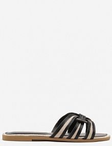 Czarne klapki Ozdobione Paskami Telonilia bestelle damskie