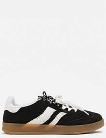 Czarno-Białe sneakersy w Stylu Klasycznych Tenisówek z Ekozamszu Lorlevia bestelle damskie