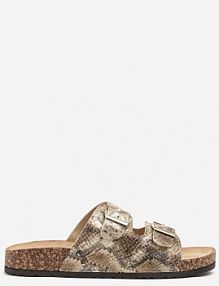 Złote klapki na Podeszwie z Imitacji Korka Zdobione Sprzączkami Virlevia bestelle damskie