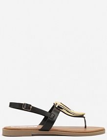 Czarne sandały z Metaliczną Ozdobą Novielisa ciaodeo damskie