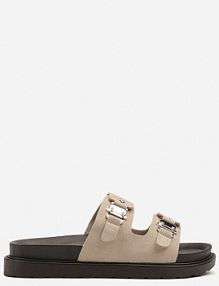 Beżowe klapki Ozdobione Klamrami Islevis c'm paris damskie