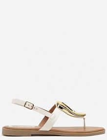 Białe sandały z Metaliczną Ozdobą Novielisa ciaodeo damskie
