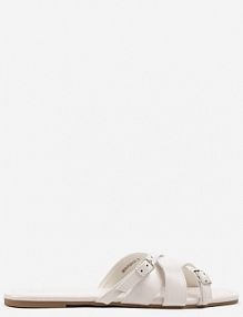 Białe klapki ze Splecionymi Paskami i Sprzączkami Deonee ciaodeo damskie