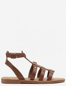 Brązowe sandały Gladiatorki Zapinane na Klamerkę Desarisa c'm paris damskie