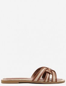 Ciemnobeżowe klapki Ozdobione Paskami Telonilia bestelle damskie