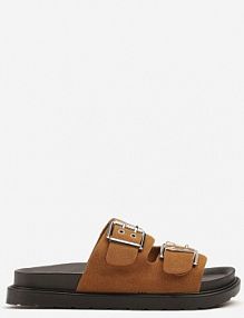 Brązowe klapki Ozdobione Klamrami Vellevia c'm paris damskie