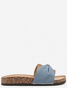 Niebieskie klapki z Metalicznym Detalem na Podeszwie z Korka Telanovia bestelle damskie