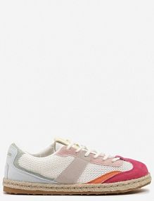 Biało-Czerwone sneakersy Typu Kultowe Tenisówki Zdobione Przeszyciami Grelloti ideal damskie