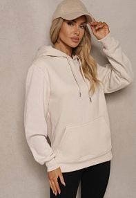 Ciemnobeżowa bluza Kangurka z kapturem i Szeroką Kieszenią Vaminita Renee damska