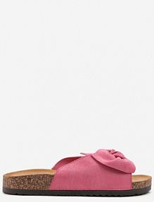 Fuksjowe klapki na Podeszwie z Imitacji Korka Zdobione Kokardą Zenella confly damskie