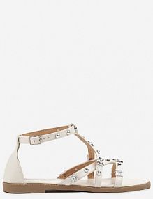 Białe sandały z Metalicznymi Nitami Merarose ciaodeo damskie